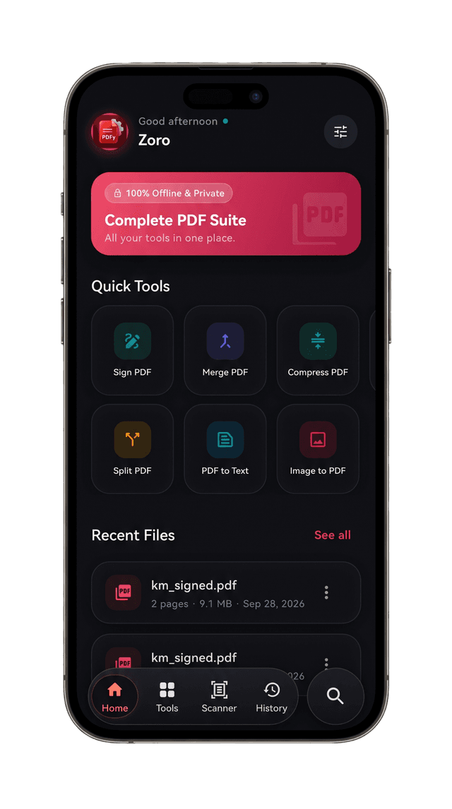PDFy Mobile App on Smartphone